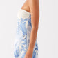 Denby Strapless Mini Dress - Blue Floral Print