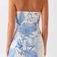 Denby Strapless Mini Dress - Blue Floral Print