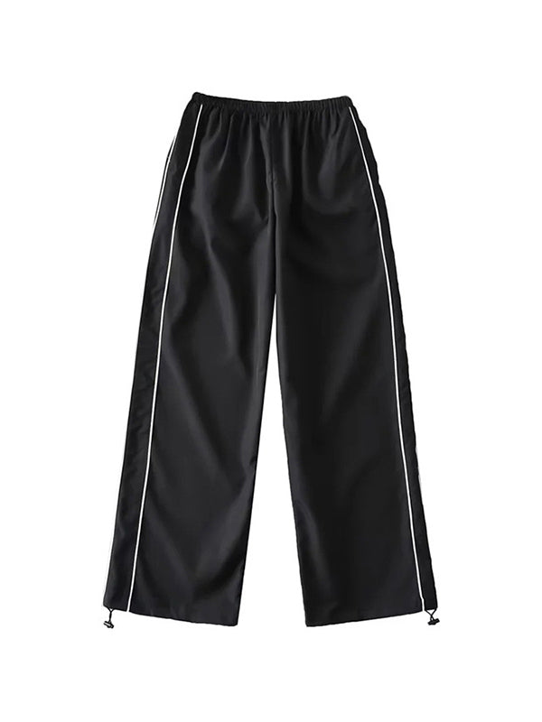 Schwarze Baggy Sweatpants mit Paspeldetail