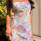 Daniella bloempatroon strapless mini jurk