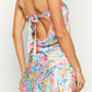 Daniella bloempatroon strapless mini jurk