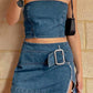 Maddalena Belt denim mini rok