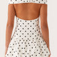 Analia Off Shoulder Mini Kleid in Weiß mit Pünktchen