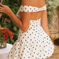 Analia Off Shoulder Mini Kleid in Weiß mit Pünktchen