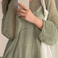 Top in maglia all'uncinetto a maniche lunghe oversize vintage verde