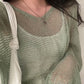 Green Vintage Oversized Long Sleeve Crochet Knit Top