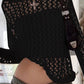 Black Sexy Hollow Crochet Top with Long Sleeves