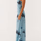 Massima Maxi Dress – Blue-Black with Floral Pattern