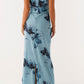 Massima Maxi Dress – Blue-Black with Floral Pattern