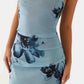 Massima Maxi Dress – Blue-Black with Floral Pattern