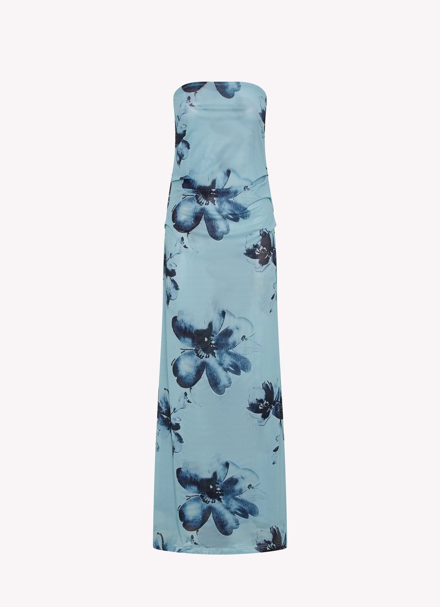 Massima Maxi Dress – Blue-Black with Floral Pattern