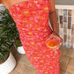 Petronilla Orange Floral Print Maxi sukienka
