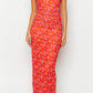 Petronilla Orange Floral Print Maxi sukienka