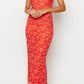 Petronilla Orange Floral Print Maxi sukienka