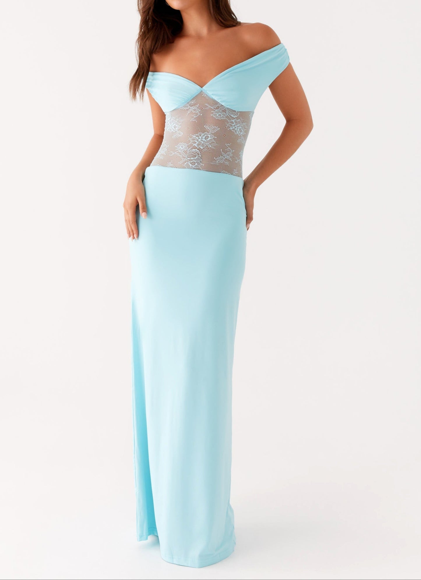 Sukienka Michele Lace Maxi - Turkus