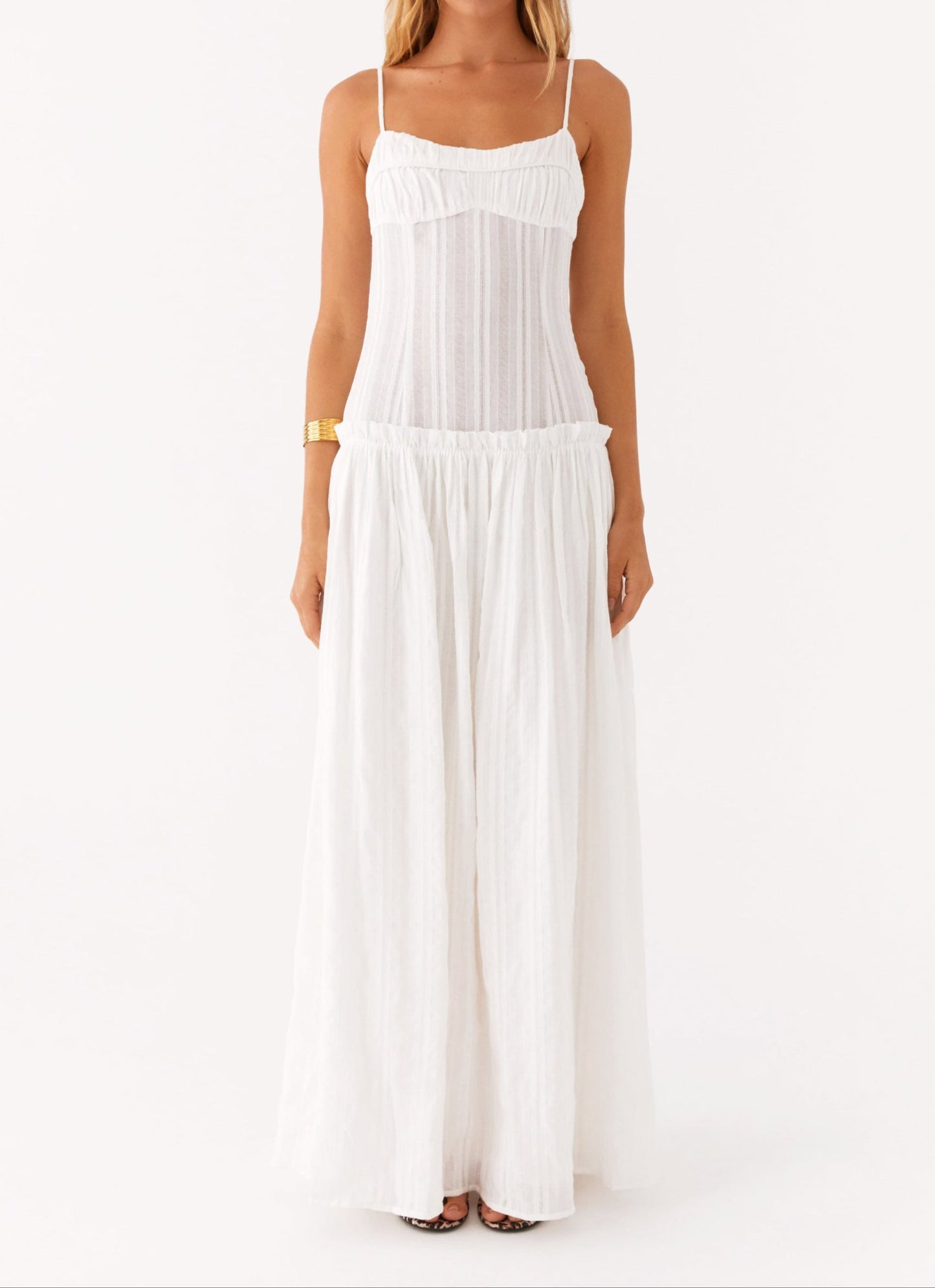 Patrizia Maxikleid mit Drop Waist - Elfenbein