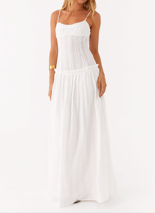 Patrizia Maxikleid mit Drop Waist - Elfenbein