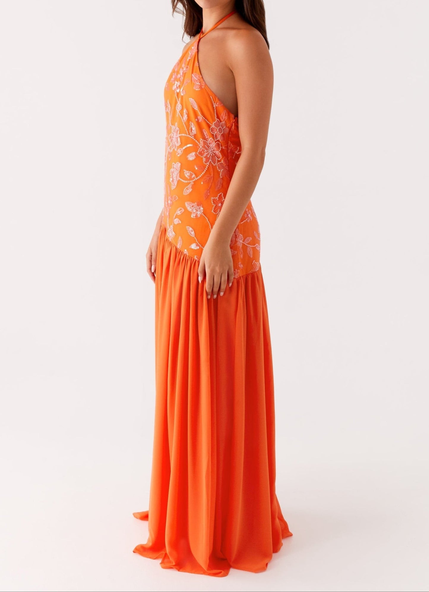 Agnella Pearls Maxikleid - Orange
