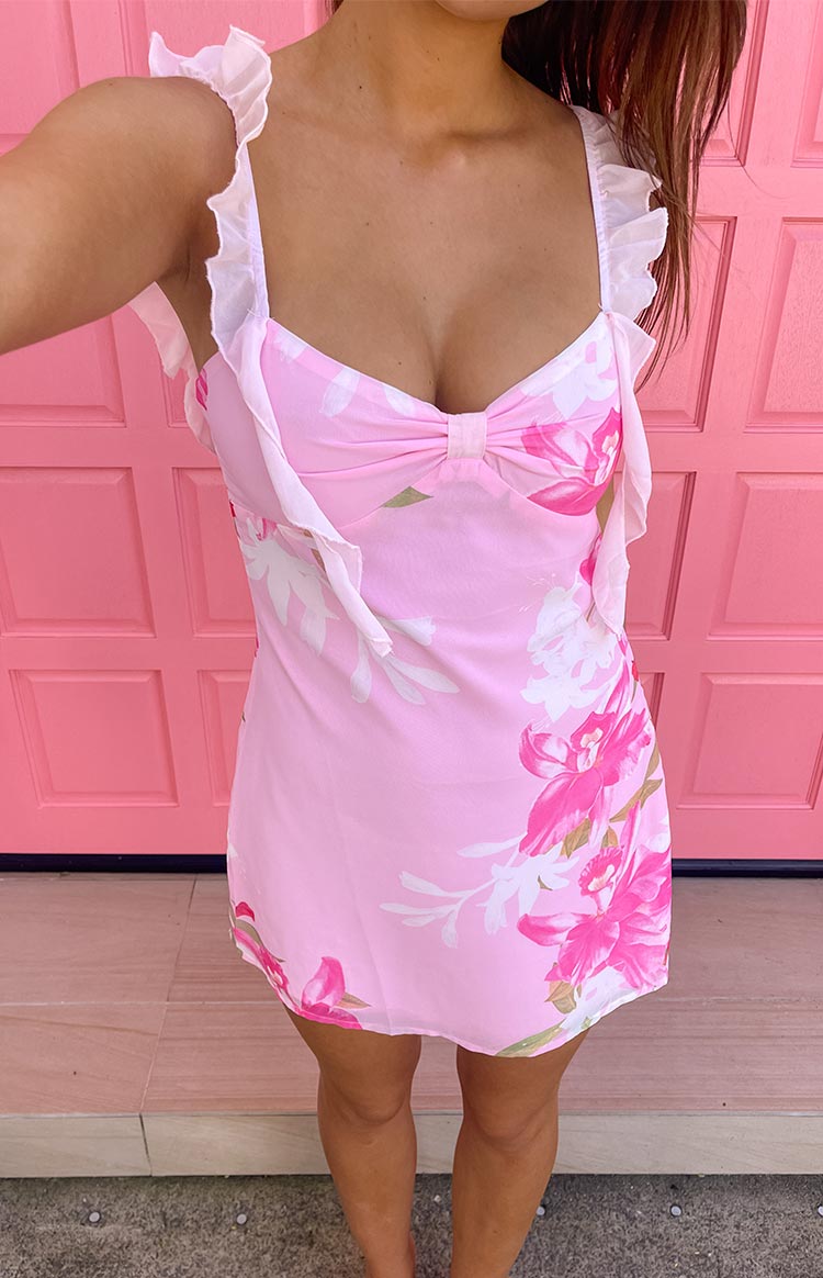 Leonora Rosa Minikleid met bloempatroon
