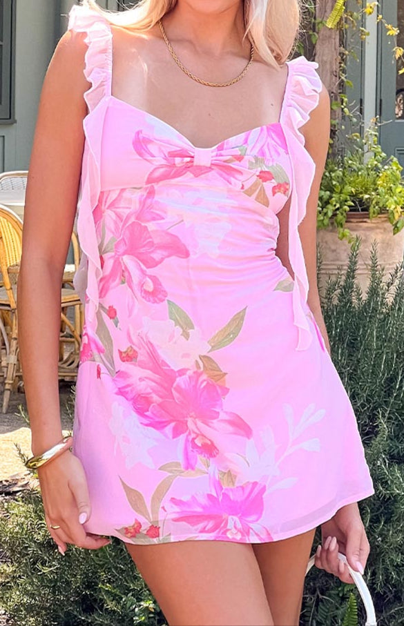 Leonora Rosa Minikleid met bloempatroon