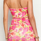 Valeria Gelbes Pop Floral Silfless Mini Kleid