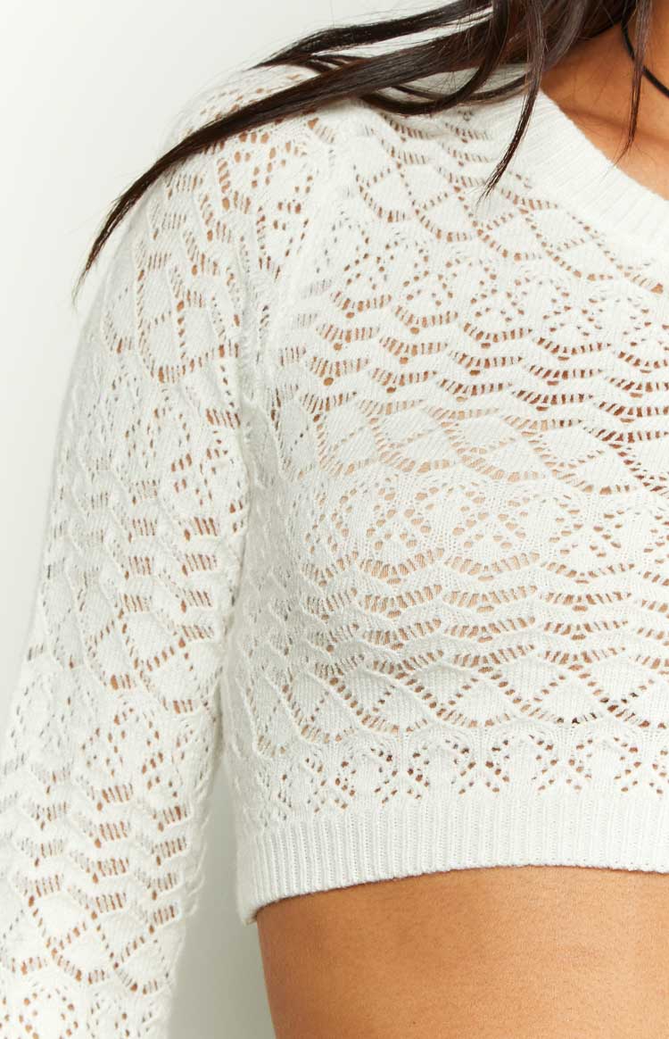Amalfi White Knit Rüschentop