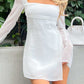 Roma White Long -Sleeved mini sukienka