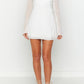 Roma White Long -Sleeved mini sukienka