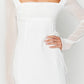 Roma White Long -Sleeved mini sukienka