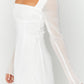 Roma White Long -Sleeved mini sukienka