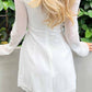 Roma White Long -Sleeved mini sukienka