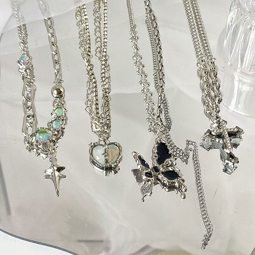 Y2k Star Cross Butterfly Heart Vintage Set Pendant