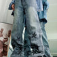 Verwaschene Blaue Vintage Boyfriend Jeans mit Stern Design