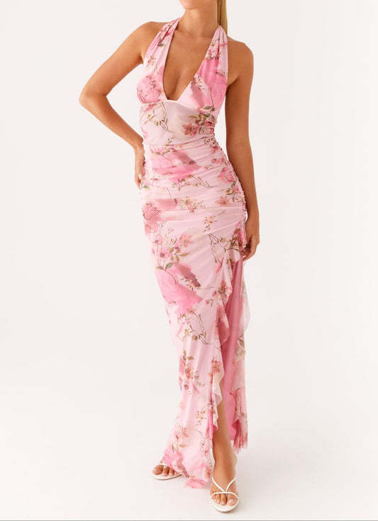 Fiorella Maxikleid – Rosa Blumenmuster