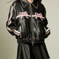 Y2K Bowknot Zip Up Lederjacke