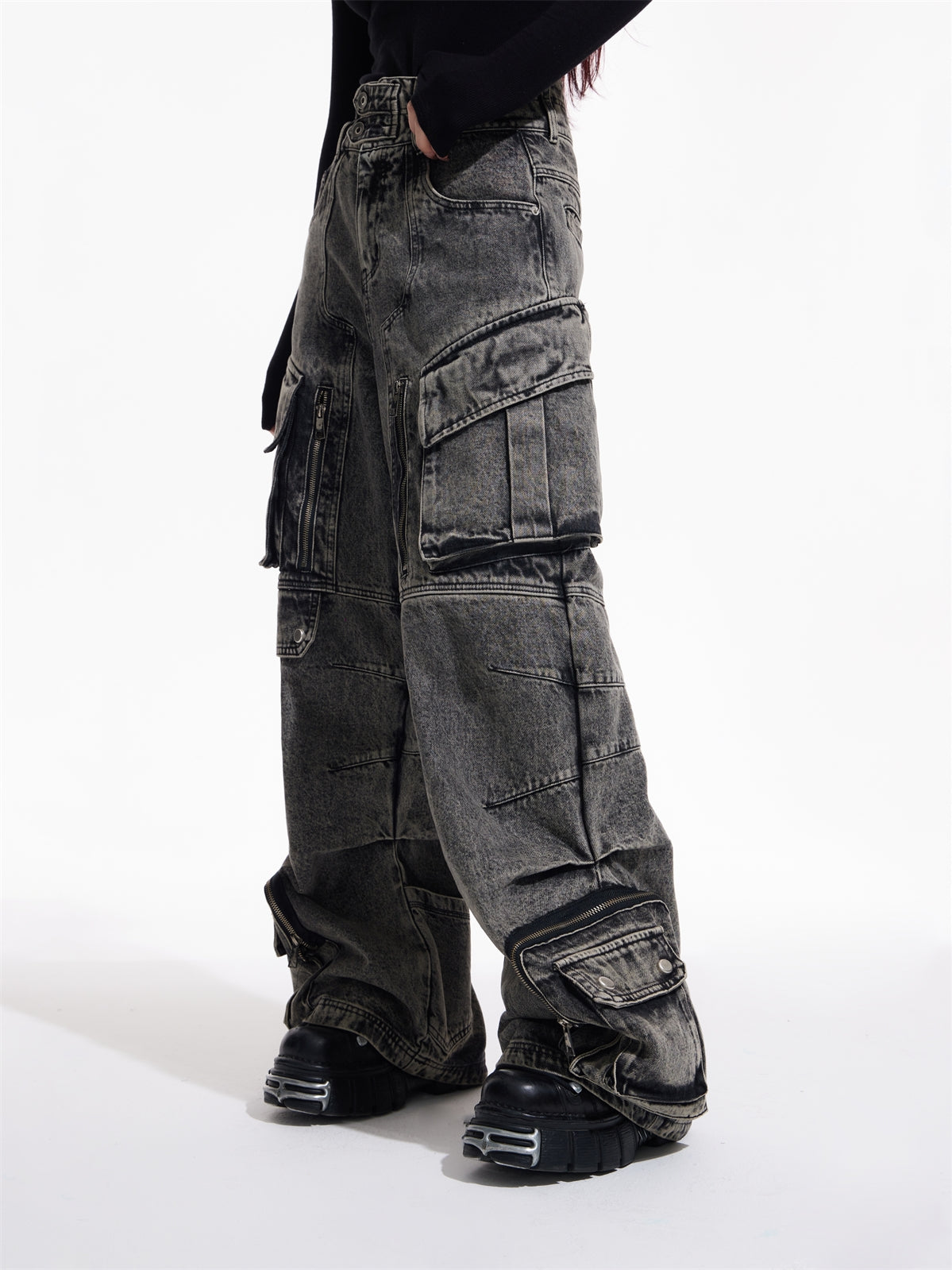 Dark Punk Multi Pocket Cargo Jeans