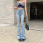 Basic Vintage Mid Waist Flared Jeans