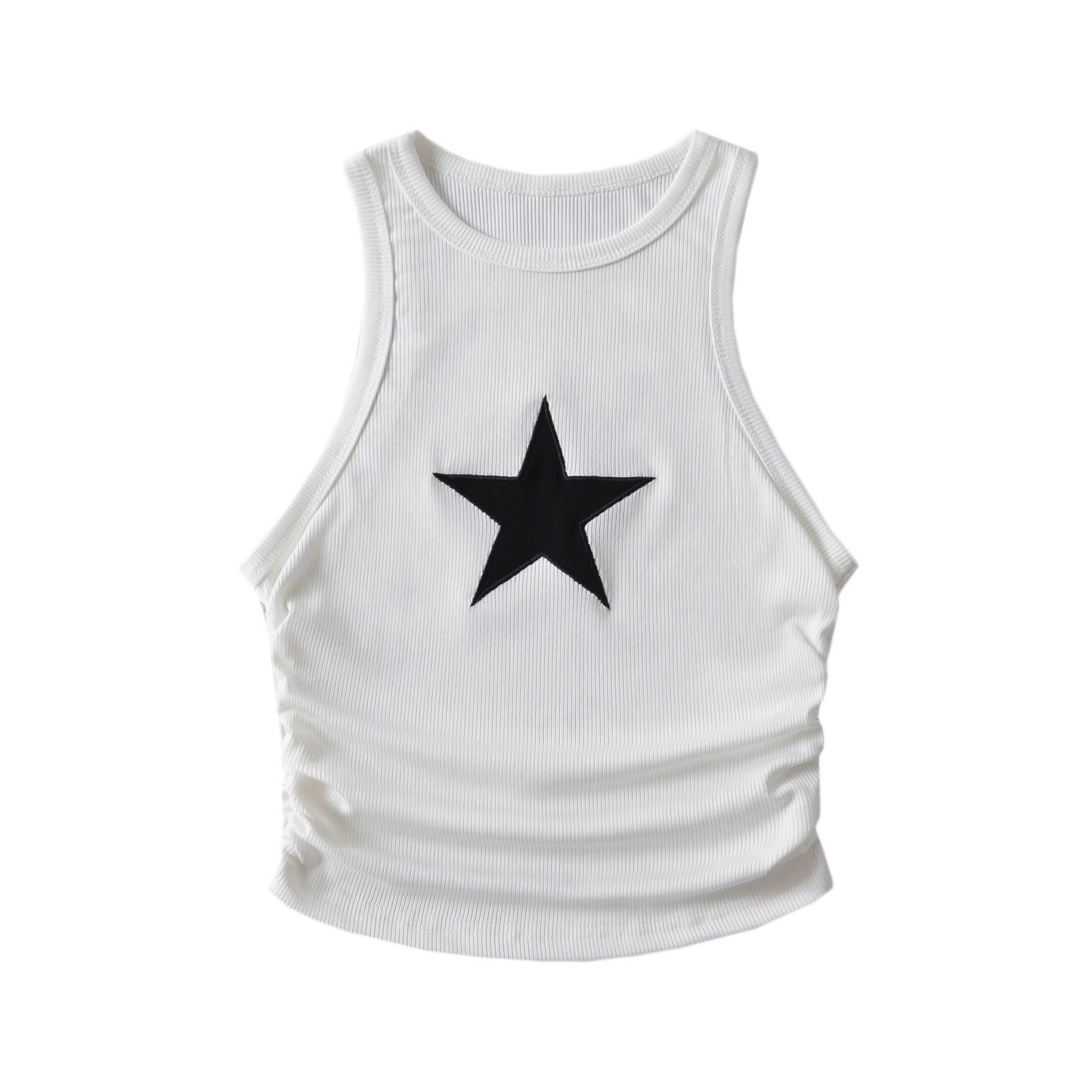 Contrast Color Y2K Star Patch Cropped Tank Top