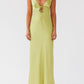 Grazia Flora Satin Maxikleid – Grüne Erwartungen