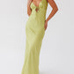 Grazia Flora Satin Maxikleid – Grüne Erwartungen