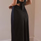 Campana Satin Maxi Dress - Black