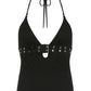 Black halter cami top with buckle