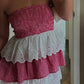 Fabiana Rotes und Weißes Strapless MiniKleid