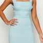 Honorata Blue Mesh Mini sukienka