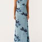 Carlotta Maxikleid – Blau Schwarz mit Blumenmuster