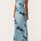 Carlotta Maxikleid – Blau Schwarz mit Blumenmuster