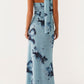 Carlotta Maxikleid – Blau Schwarz mit Blumenmuster