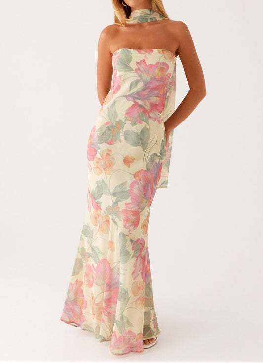 Luciella Maxi Kleid - Gele pioen