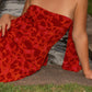 Amata Under The Pagoda Maxikleid - Dunkelrot Geblümt