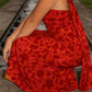 Amata Under The Pagoda Maxikleid - Dunkelrot Geblümt